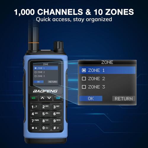 BAOFENG UV-7B Handheld Ham Radio, Chirp & Wireless APP Programmable, UHF VHF FM Aviation NOAA Receiver, 1000 CHs 10 Zones, USB-C Rechargeable, Frequency Copy, SOS Strobe, Walkie Talkie for Outdoor