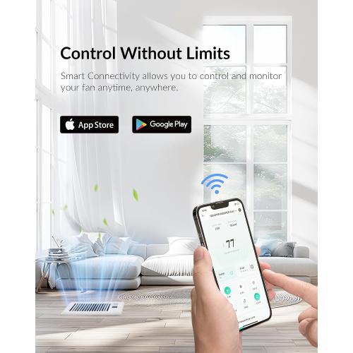 Howeall Super Quiet Register Booster Fan for 4 x 10 Register Holes, Smart Register Vent with Dual Intelligent Thermostat and WIFI App Control, Heating Cooling AC Vent Fan (White)