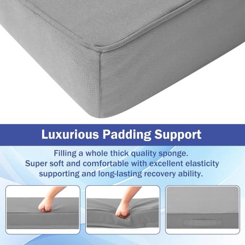 IASEAHK Patio Chair Cushions, 19 x 19 x 3 Outdoor Chair Cushions Set of 4, Waterproof Outdoor Cushions for Patio Furniture, Outdoors Seat Cushions with Handle and Ties, Light Grey