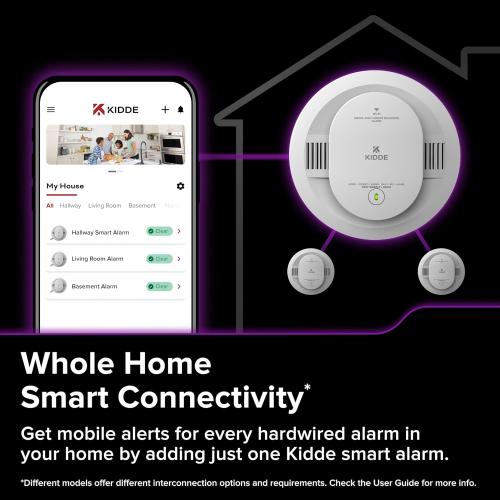 Kidde Hardwired Kidde App Enabled Smart Smoke and Carbon Monoxide Detector, AA Battery Backup, Voice Alerts, Interconnected Alarm