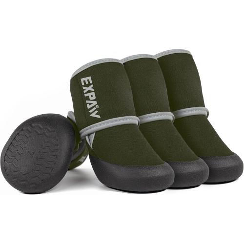 Size L EXPAWLORER Waterproof Dog Shoes for Small Medium Large Dogs, Dog Shoes for Hot Pavement, Hiking Walking, Reflective Dog Booties for Outdoor Snow Rain Days, Anti-Slip Dog Boots & Paw Protectors