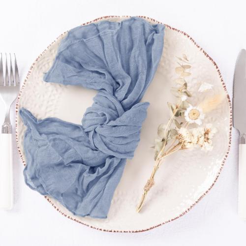 DeZerlor Dusty Blue Washable Cheesecloth Napkins Set of 20 for Wedding