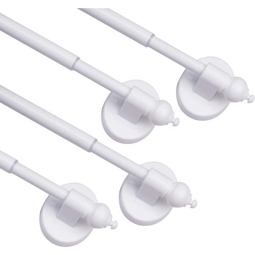 Magnetic Curtain Rods,Multi-Use Adjustable Appliance for Metal Doors,Windows,No Tools Needed，16-28 Inch，White，4 Pack