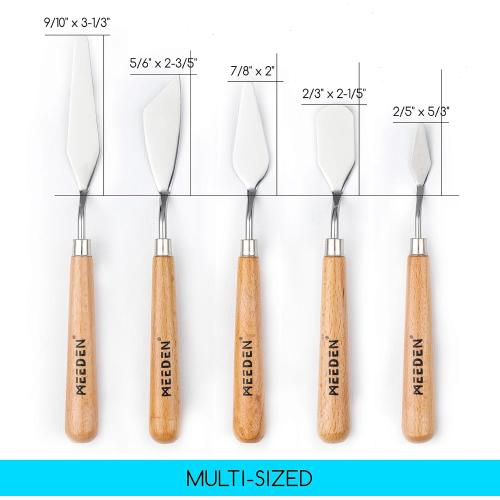 MEEDEN 5Pcs Palette Knife Set: Stainless Steel Painting Knives Wood Handle