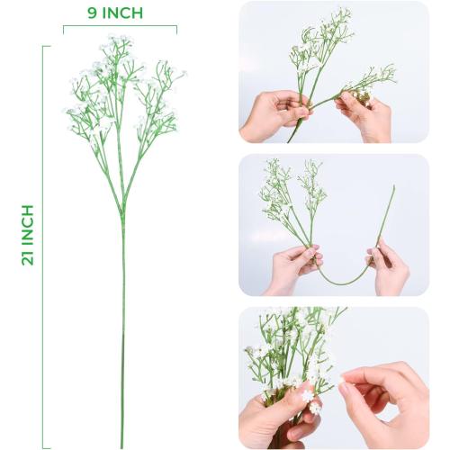 21'' Babys Breath Artificial Flowers 6Pcs White Gypsophila Faux Flowers