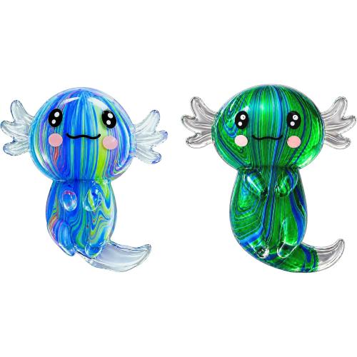 2 Packs Axolotl Squishy Stress Relief Toy, Glitter Stretchy Axolotls Stress Soft Squeeze Sensory Fidget Toys for Kids Adults, Cute Axolotls Squishies Party Favors Classroom