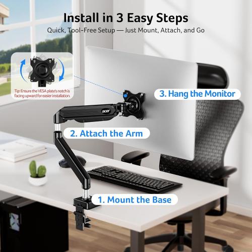 Acer Single Monitor Mount, Fully Adjustable Monitor Arm Fits 17-34 Screens