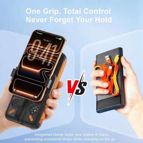 Power Bank Solar Charger 38800mAh with Built-in Cable, 22.5W Fast Charging