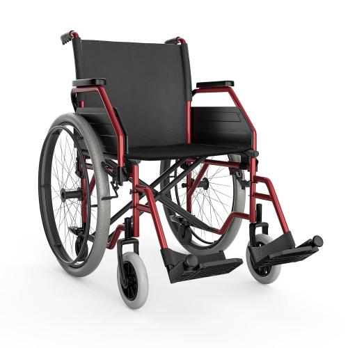Athena Collection Wheelchair for Adult, Foldable Transport Wheelchair with 17 Width Seat 23.5 Rear Wheel, Wheel Chair with Flit-Back Armrest Swing-Away Footrest and Brake, Support 300 Lbs, Red