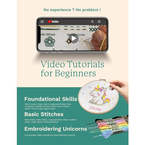 Bradove Unicorns Embroidery Kit for Beginners with Patterns