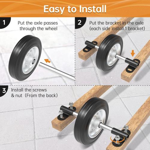 Heavy Duty Wheelbarrow Axle Bracket Set Compatible with 5/8” Wheelbarrow Axles Wheelbarrow Axle Shaft and Bracket Wheelbarrows Spare Part Include Bolt and Nut