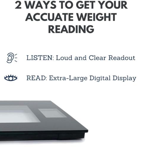 Talking Digital Scale Extra Wide Glass - Accurate Visual & Voice Display Scale for Body Weight - 395 Pounds Max - Wide Width Tamper Glass - Large LCD Display - Tap Auto On & Off
