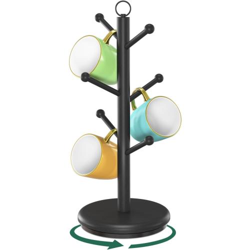EsLuker.ly Mug Holder Tree Bamboo 360° Rotating Coffee Cup Display Rack
