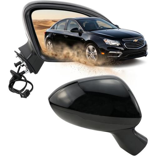 Right Passenger side Mirror Fits 2016-2019 Chevy Cruze Sedan/Hatchback with Power Glass Without Heated without Blind Spot, Match Mosaic Black Metallic Replace GM1321541(3Pins)