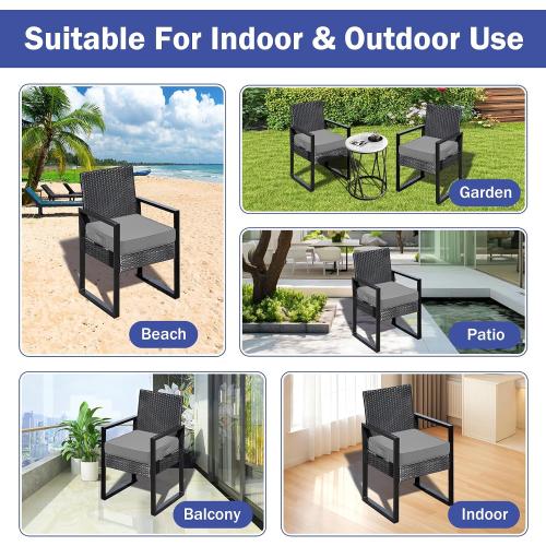 IASEAHK Patio Chair Cushions, 19 x 19 x 3 Outdoor Chair Cushions Set of 4, Waterproof Outdoor Cushions for Patio Furniture, Outdoors Seat Cushions with Handle and Ties, Light Grey