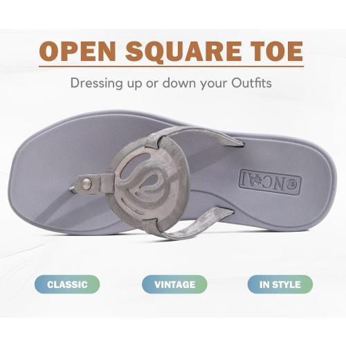 ONCAI Womens Flip Flops Fashion Flat Sandals Summer Vacations Casual Cute Slip On Dressys Sandals for Woman Size 6-11