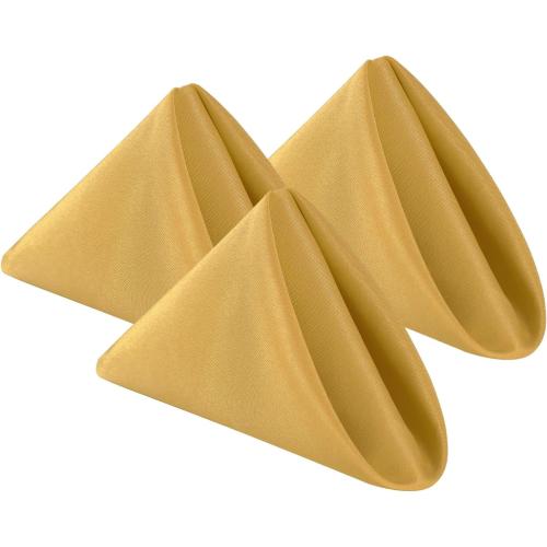 Bailarina Cloth Napkins Set of 120,17x17 inches Dinner Napkins Cloth Washable,Polyester Square Table Cloth Napkin Bulk with Hemmed Edges Ideal for Banquets, Parties and Weddings-Gold