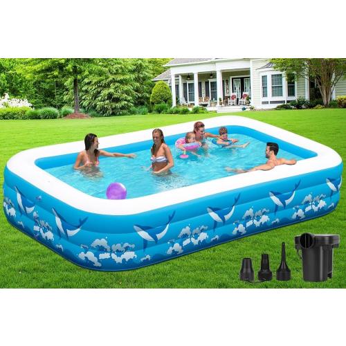 Large Inflatable Pool for Adults, 130 X 72 X 22 Blow-up Pools Swimming Pool, 2025 Upgraded Extra Oversized Thickened Family Pools for Backyard Summer Outdoor