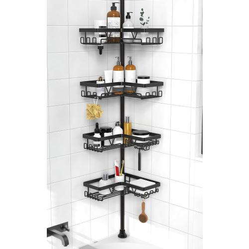 KEGII Corner Shower Caddy Tension Pole, Large Capacity Bathroom Organizer