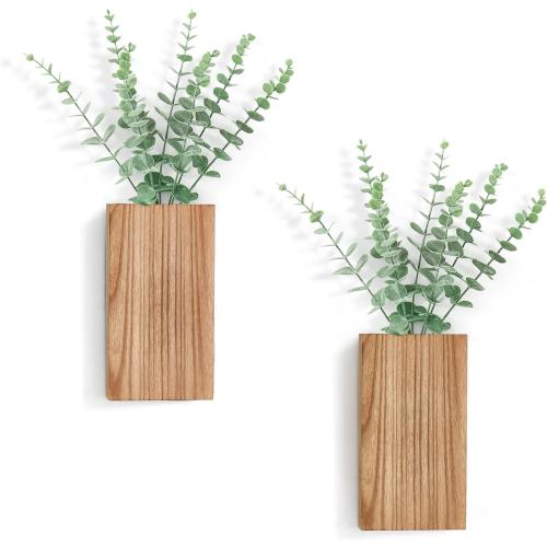 Dahey 2 Pack Wall Planter Vase with Fake Eucalyptus Plants for Wall Decor