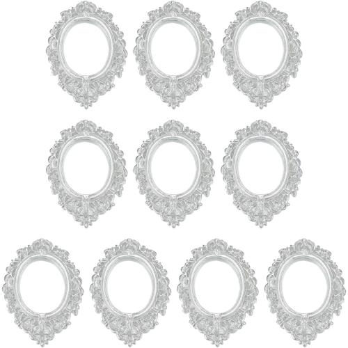 uxcell 10pcs Vintage Resin Picture Frames, Mini Tiny Photo Frame Rectangle Jewelry Display Prop for DIY Table Top Photography Wedding Decor, Silver, 1.3 x 1.1