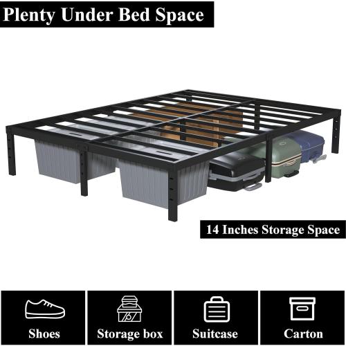 Queen Bed Frame No Box Spring Required Metal Platform