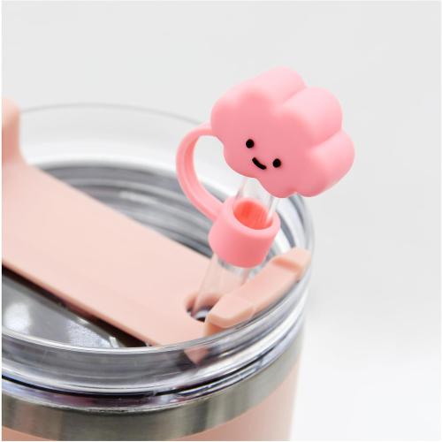 Cover Cap for Stanley Cups, Topper Compatible with 30 & 40 Oz Tumblers, Reusable Dust-Proof Silicone Lids, Drinking Straw Covers, 6pcs All Pink