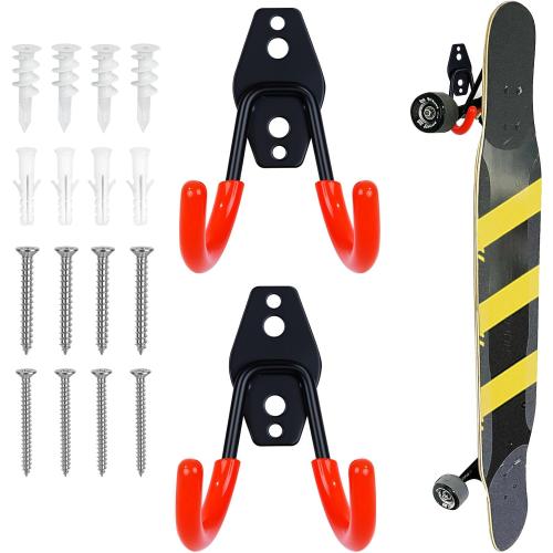 Eichzer 2 Pack Skateboard Wall Mount, Heavy Duty Metal Garage Storage Hooks, Skateboard Hanger Holder for Home & Garden