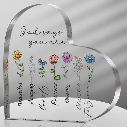 Gerrii Christian Gifts for Women Inspirational Religious Gift Bible Verse Desk Decor Spiritual Acrylic Plaque Decorative Sign Mom Gifts for Mother's Day Birthday Sister Friends(Floral)