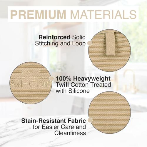 All-Clad Premium Pot Holder & Hot Pad: Heat Resistant to 500 Degrees - 100% Cotton, 10x6.25 Hot Pad for Kitchen and Barbeque, (2-Pack), Cappuccino