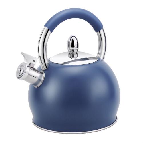 HausRoland Stainless Steel Whistling Kettle with Ergonomic Silicone Handle 3.2 Qt (3 L) Tea Kettle for Stove Top Blue
