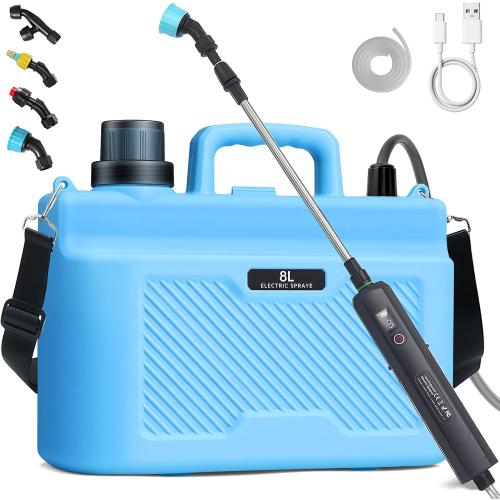 Battery Powered Sprayer, 2 Gallon Electric Garden Sprayer with 4 Nozzles