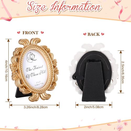 Vicenpal 4 Pcs Gold Mini Vintage Picture Frames Bulk, 3.2 x 4 Inch
