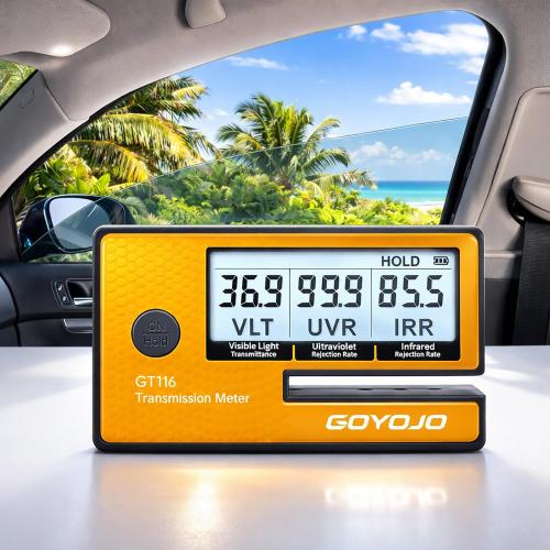 Labs Tint Meter Works on Side Windows, Digital Tint Solar Film Car Transmission Meter with Automatic Calibration, 3-in-1 Solar Film Meter VL UV IR Detection, for Automotive Window Tint Shop Stay Legal