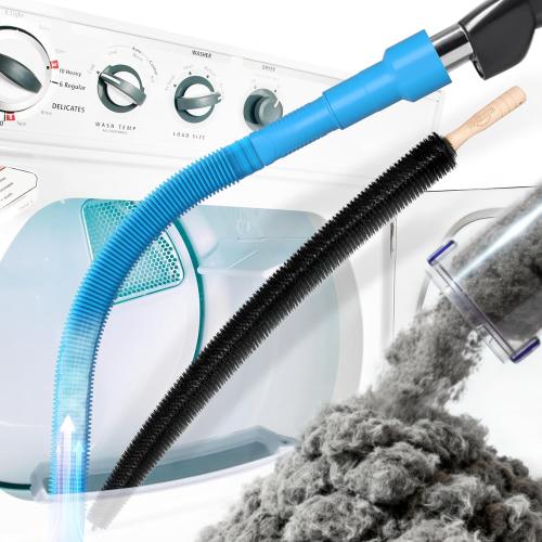 Holikme 2 Pieces Dryer Vent Cleaner Kit, Dryer Lint Vacuum Attachment and Flexible Dryer Lint Brush, Dryer Vent Vacuum Hose Attachment,Blue
