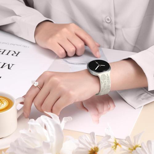 SNBLK Floral Engraved Bands Compatible with Samsung Galaxy Watch 9/8 Band 40mm 44mm/ Watch 8 Classic Band 46mm, 6Pack Flower Soft Silicone Sport Replacement Strap for Samsung Watch Bands Women Men