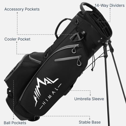 GoHimal Lightweight 14-Way Golf Stand Bag for Men & Women | Durable Club Bag, Dual Straps, Multiple Pockets, Rain Hood Included