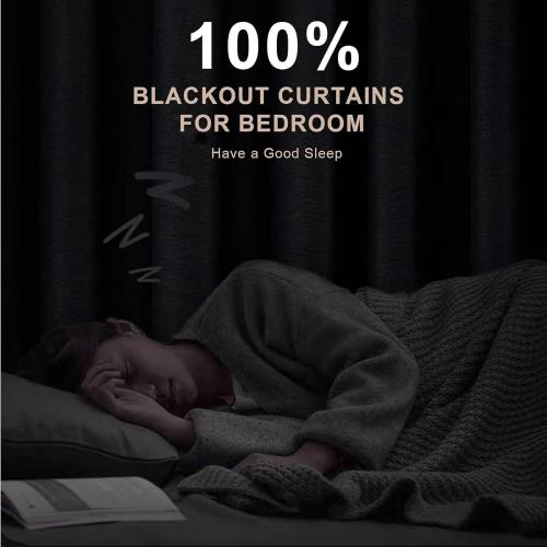 INOVADAY 100% Blackout Linen Curtains for Bedroom 50x90 Inches Cream