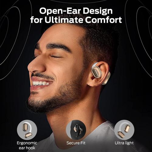 Monster Open Free AC100 Open Ear Headphones, Dual Driver Immersive Stereo, 30H Total Playtime, Clear Calls, Water Resistant for Running Workout Black