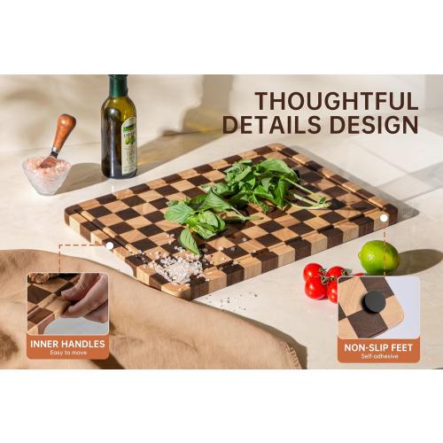 Checkered Cutting Boards for Kitchen, Wooden Chopping Board