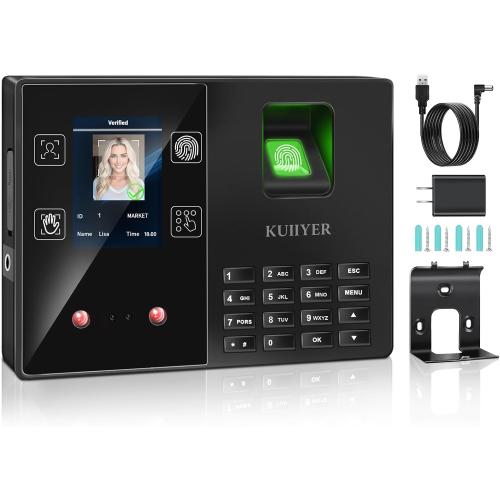 KUIIYER 4 in 1 Employees Time Clocks (Face   Fingerprint   Palm Print   PIN