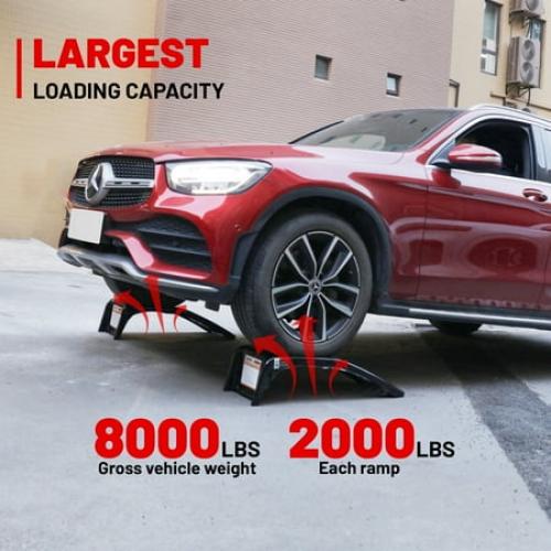 Rockland 8000 LBS Solid Steel Auto Ramp Set Heavy Duty Car Light Truck Repairs (Pack of 2) 10102092
