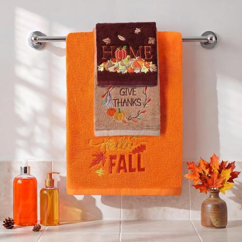 3 Pcs Decorative Bathroom Towel Set, Harvest Tones, Fall
