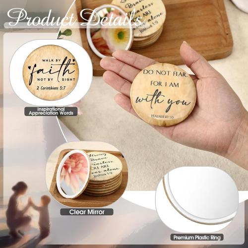 GlikCeil 72 Pcs Christian Compact Mirrors Bulk, Mini Bible Verse Mirrors