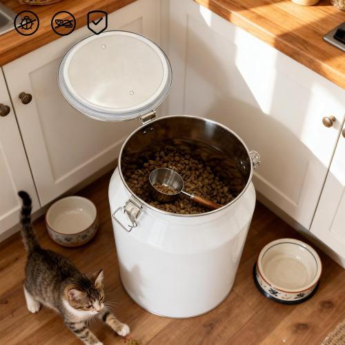 Stainless Steel Dog Food Storage Container with Scoop,