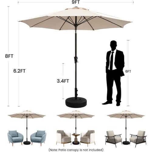 Ayge 9 FT Patio Umbrella Outdoor Table Umbrella Fiberglass Frame Beige | 9 FT fiberglass frame, crank & tilt, 8 ribs, 180G UV50  canopy. Wind fade resistant. Suitable for patio, deck, pool, garden.