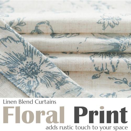 JINCHAN Tie Up Valance Curtain Floral for Windows 54 Inch 1 Panel Blue