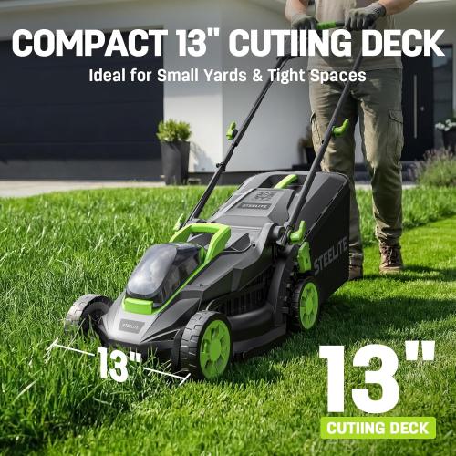 STEELITE 20V 13-Inch Cordless Electric Lawn Mower