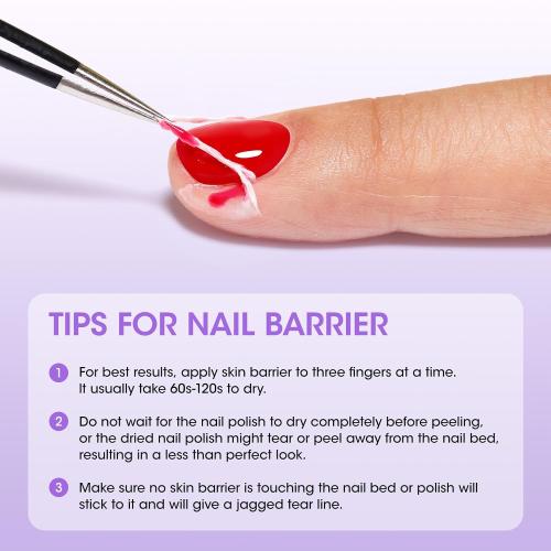 Gellen Liquid Latex for Nails, 2 Pcs Peel Off Protector, 1 Fl.Oz, White