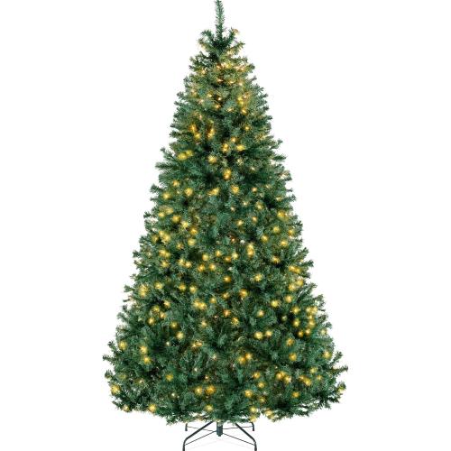 Best Choice Products 6ft Pre-Lit Christmas Tree Premium Hinged Artificial Pine Lighted Holiday Tree for Home, Office w/ 1,000 Branch Tips, 250 Lights, Metal Hinges, Foldable Base